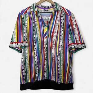 Unique vintage 90s top notch multicolor button up